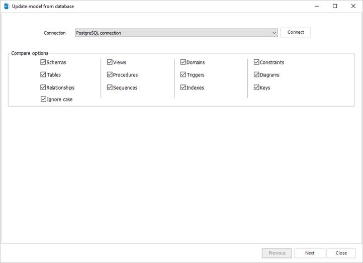 Update model from database